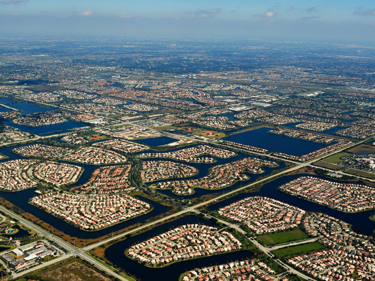 Aerial view of houses on florida east coast