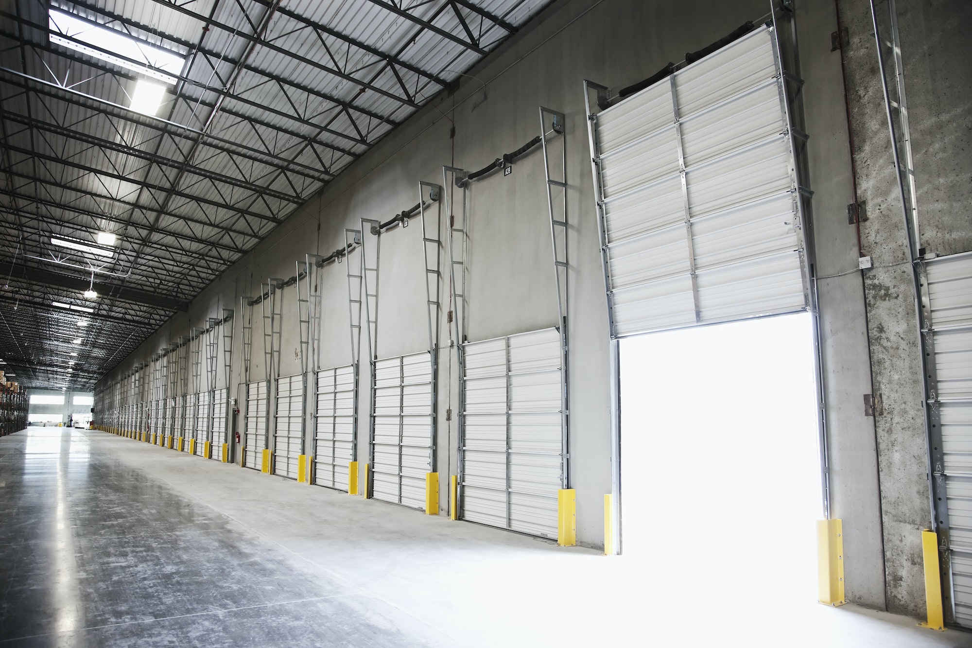 Open door at loading dock in warehouse