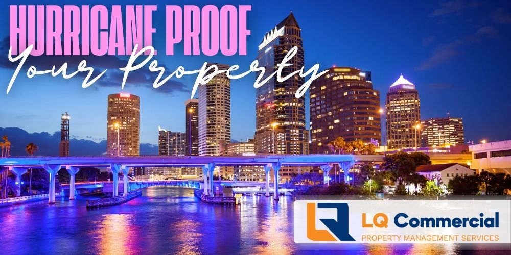 Hurricane-proof property ad over nighttime skyline