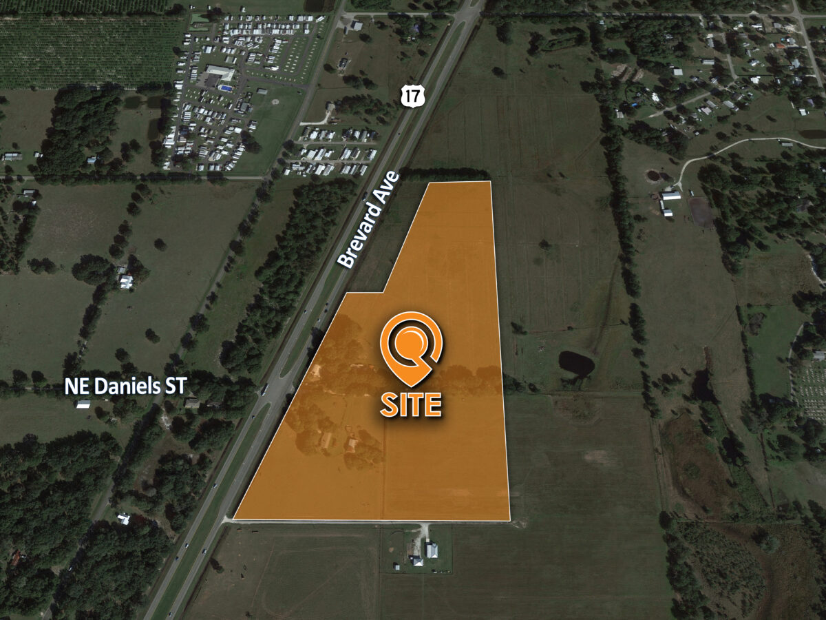 Aerial map showing highlighted site near Highway 17