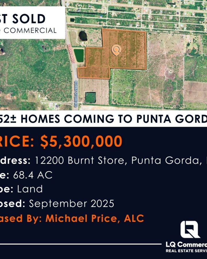 Aerial map showing sold Punta Gorda land parcel