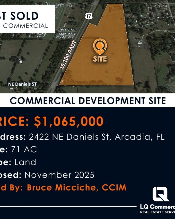 Aerial map of sold commercial development site