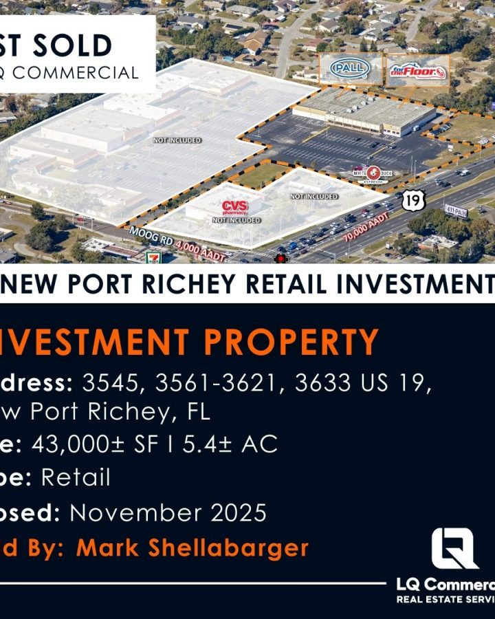 Aerial view of sold retail property