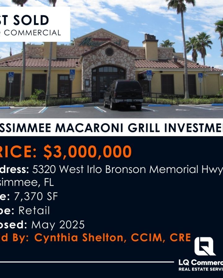 Exterior of sold Kissimmee Macaroni Grill restaurant