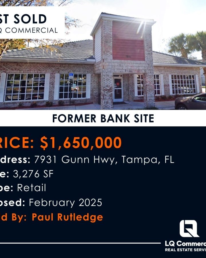 Just sold former bank building, Tampa commercial property