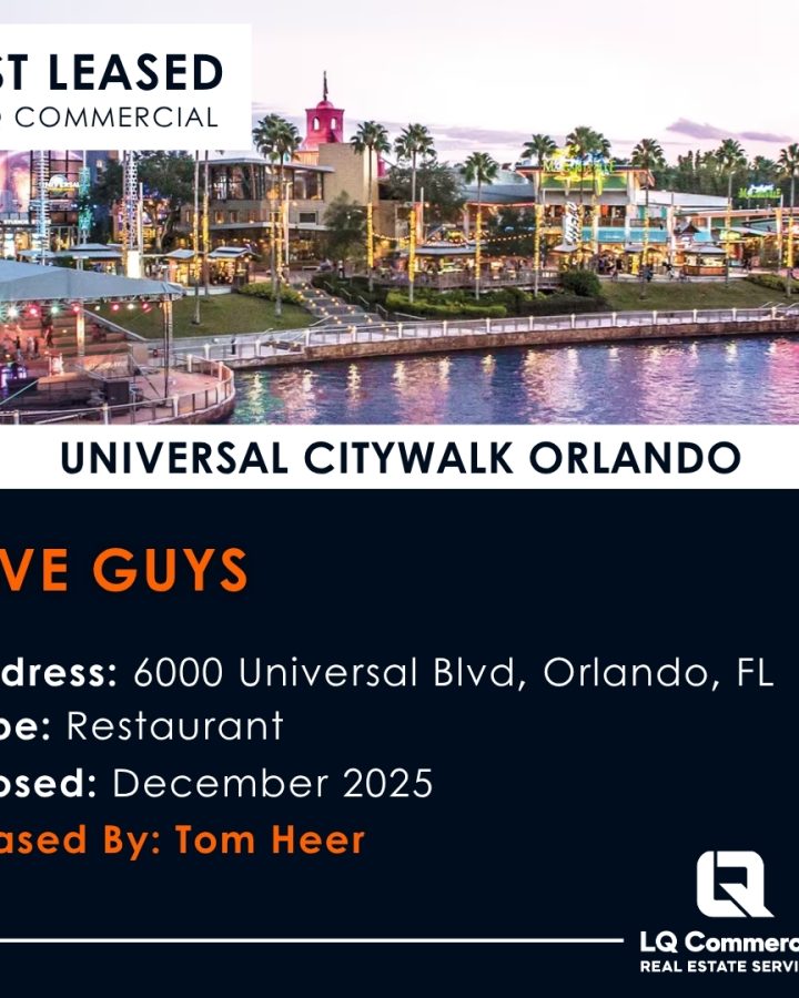 Advertisement: Five Guys leased at Universal CityWalk