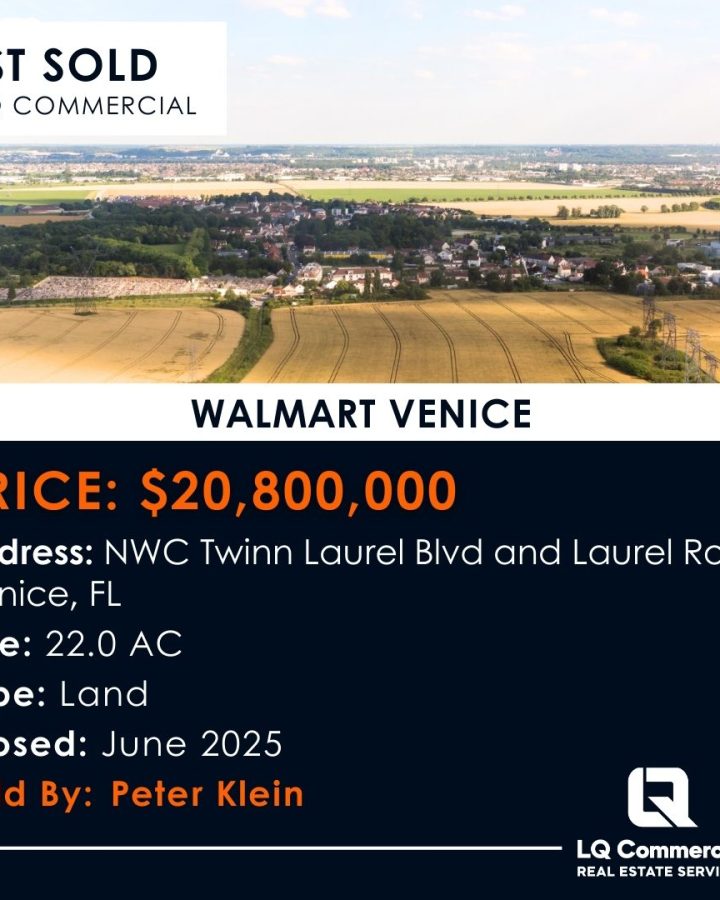 Aerial photo of sold Walmart Venice land