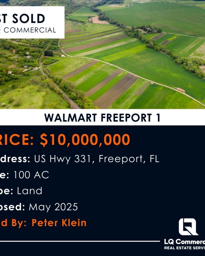 Aerial farmland image with sold real estate overlay